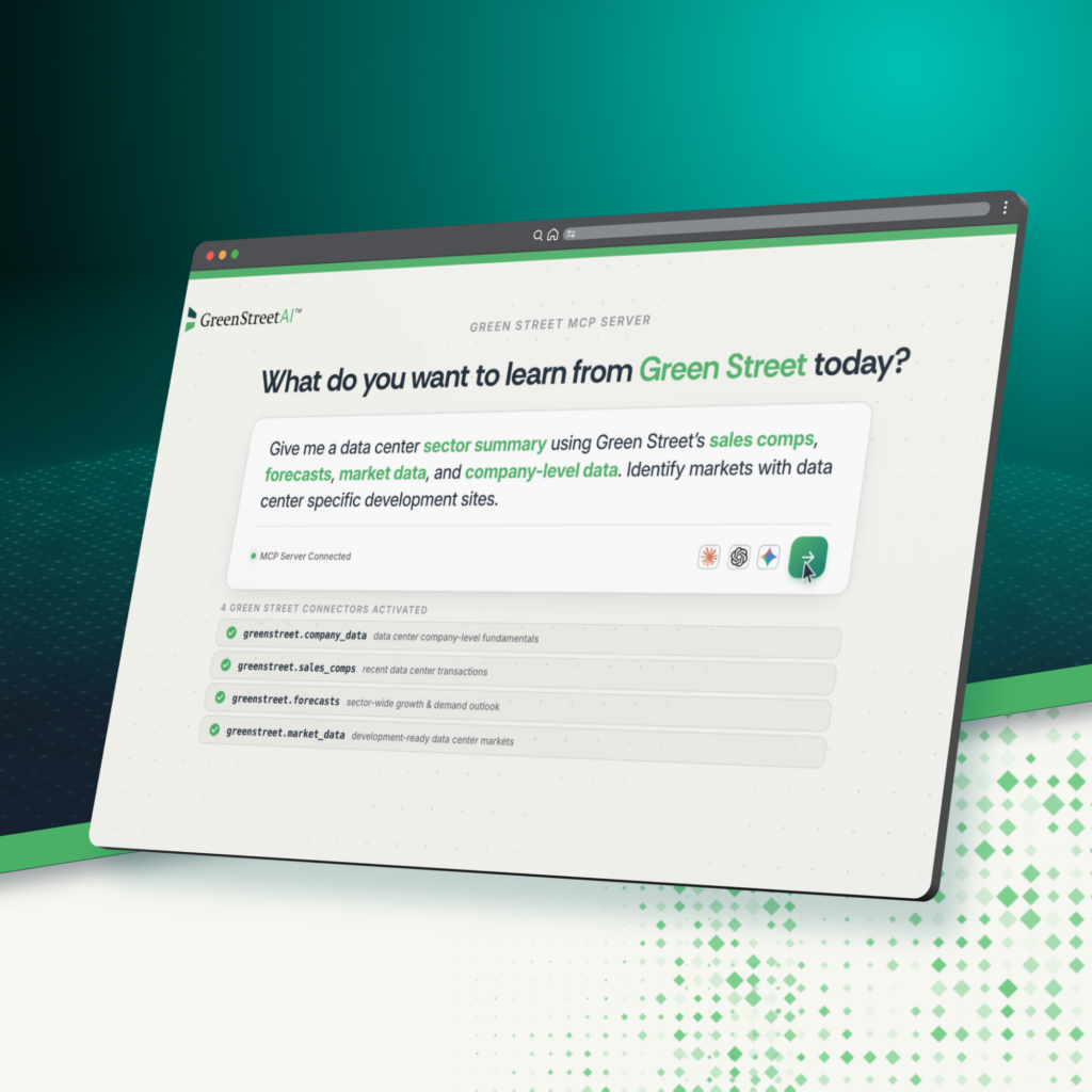 Data center sector summary – Green Street MCP Server prompt and connectors